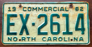 North Carolina 1982 - tablica z USA