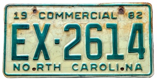 North Carolina 1982 - tablica z USA