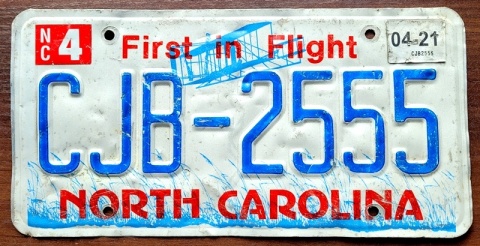 North Carolina 2021 - 555- tablica z USA