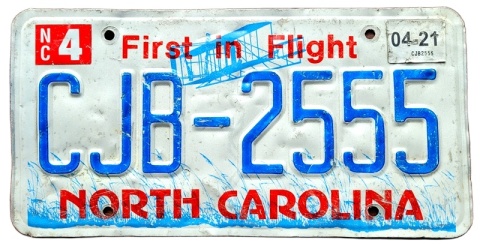North Carolina 2021 - 555- tablica z USA