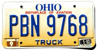 Ohio 2003 - tablica z USA