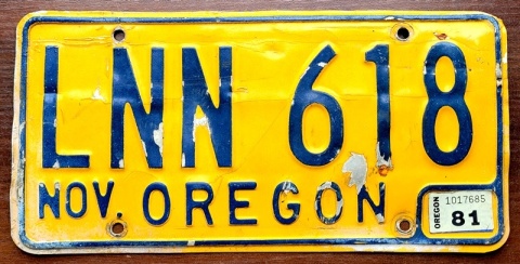 Oregon 1981 - tablica z USA
