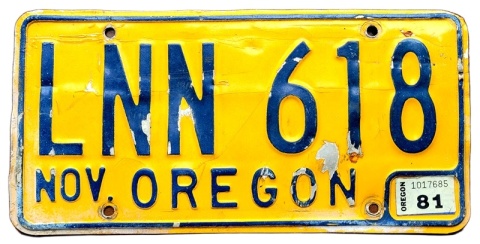 Oregon 1981 - tablica z USA