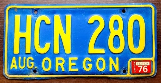 Oregon 1976 - tablica z USA