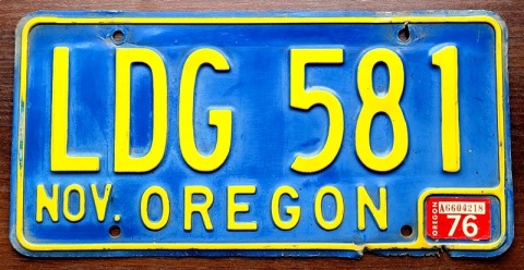 Oregon 1976 - tablica z USA
