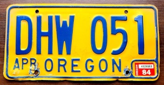 Oregon 1984 - tablica z USA