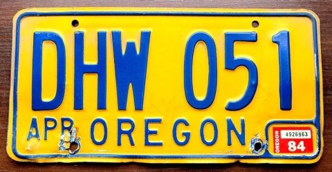 Oregon 1984 - tablica z USA