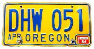 Oregon 1984 - tablica z USA
