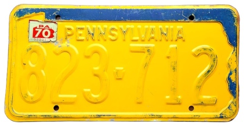 Pennsylvania 1970 - tablica z USA