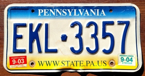 Pennsylvania 2004 - tablica z USA
