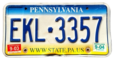 Pennsylvania 2004 - tablica z USA