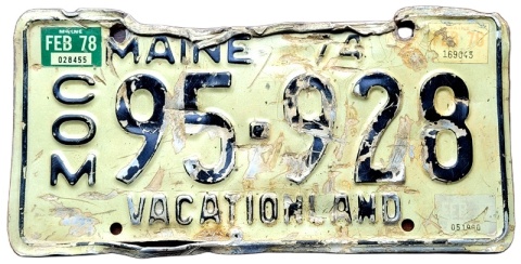 ROAD KILL - Maine 1976 - tablica z USA