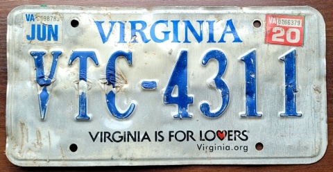 ROAD KILL - Virginia 2020 - tablica z USA
