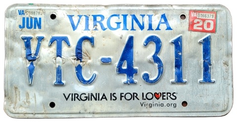 ROAD KILL - Virginia 2020 - tablica z USA