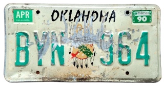 ROAD KILL - Oklhoma 1990 - tablica z USA
