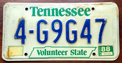 Tennessee 1988 - tablica z USA