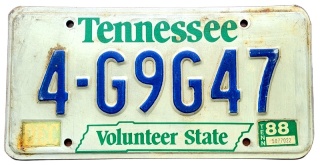 Tennessee 1988 - tablica z USA