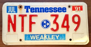 Tennessee 1991 - tablica z USA