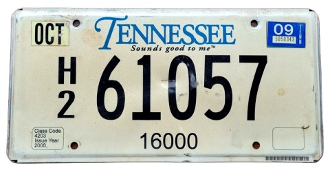 Tennessee 2009 - tablica z USA