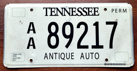 Tennessee - Antique Auto - tablica z USA