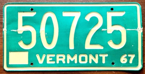 Vermont 1967 - tablica z USA