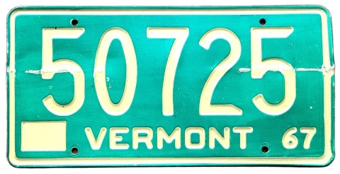 Vermont 1967 - tablica z USA