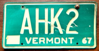 Vermont 1967 - tablica z USA