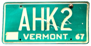 Vermont 1967 - tablica z USA