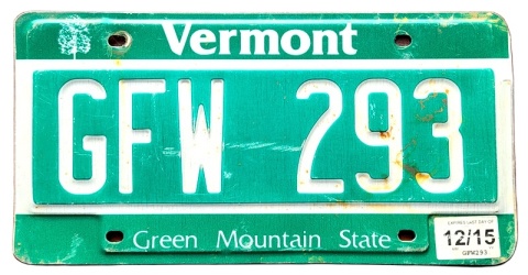 Vermont 2015 - tablica z USA