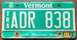 Vermont 2002 - tablica z USA