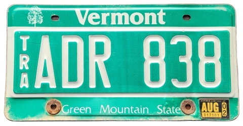 Vermont 2002 - tablica z USA
