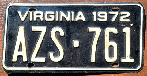 Virginia 1972 - tablica z USA