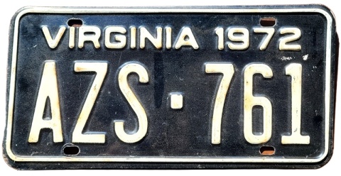 Virginia 1972 - tablica z USA
