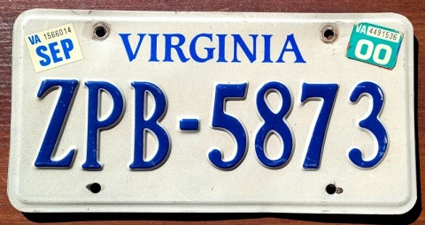 Virginia 2000 - tablica z USA