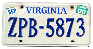 Virginia 2000 - tablica z USA