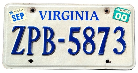 Virginia 2000 - tablica z USA