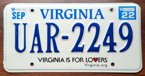 Virginia 2022 - tablica z USA