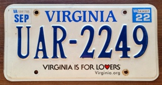 Virginia 2022 - tablica z USA