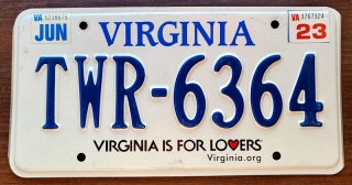 Virginia 2023 - tablica z USA