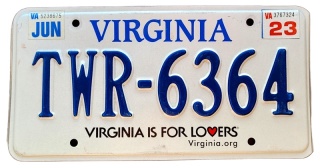 Virginia 2023 - tablica z USA