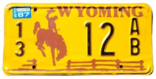 Wyoming 1987 - tablica z USA