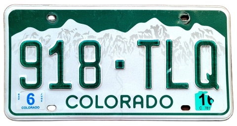 Colorado 2016 - tablica z USA