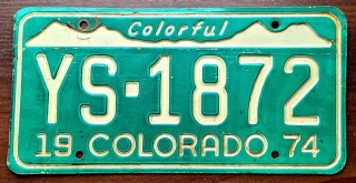 Colorado 1974 - tablica z USA