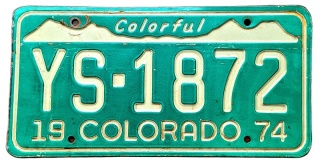 Colorado 1974 - tablica z USA