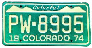 Colorado 1974 - tablica z USA