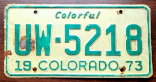 Colorado 1973 - tablica z USA