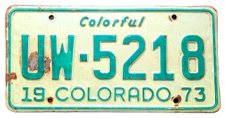 Colorado 1973 - tablica z USA