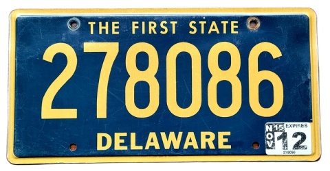Delaware 2015 - tablica z USA