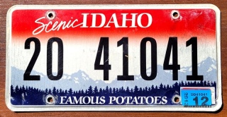 Idaho 2013 - tablica z USA