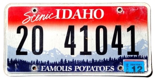 Idaho 2013 - tablica z USA